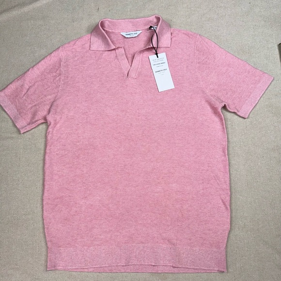 Kenneth Cole New York Polo Sweater Shirt Men's Size M Pink Heathered Knit - Picture 11 of 12